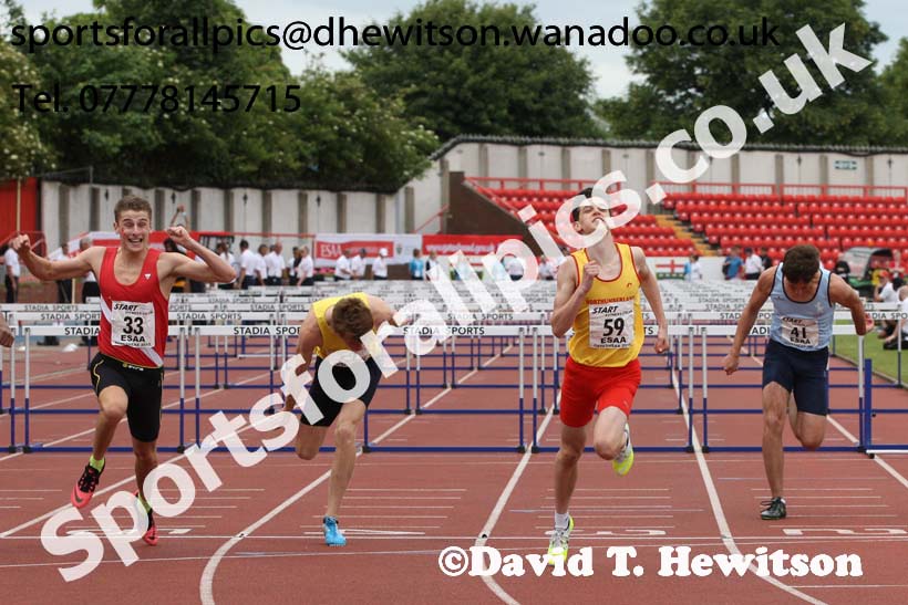 Inter boys 100 metres hurdles, 2015 English Schools, Gateshead. Photo: David T. Hewitson/Sports for All Pics